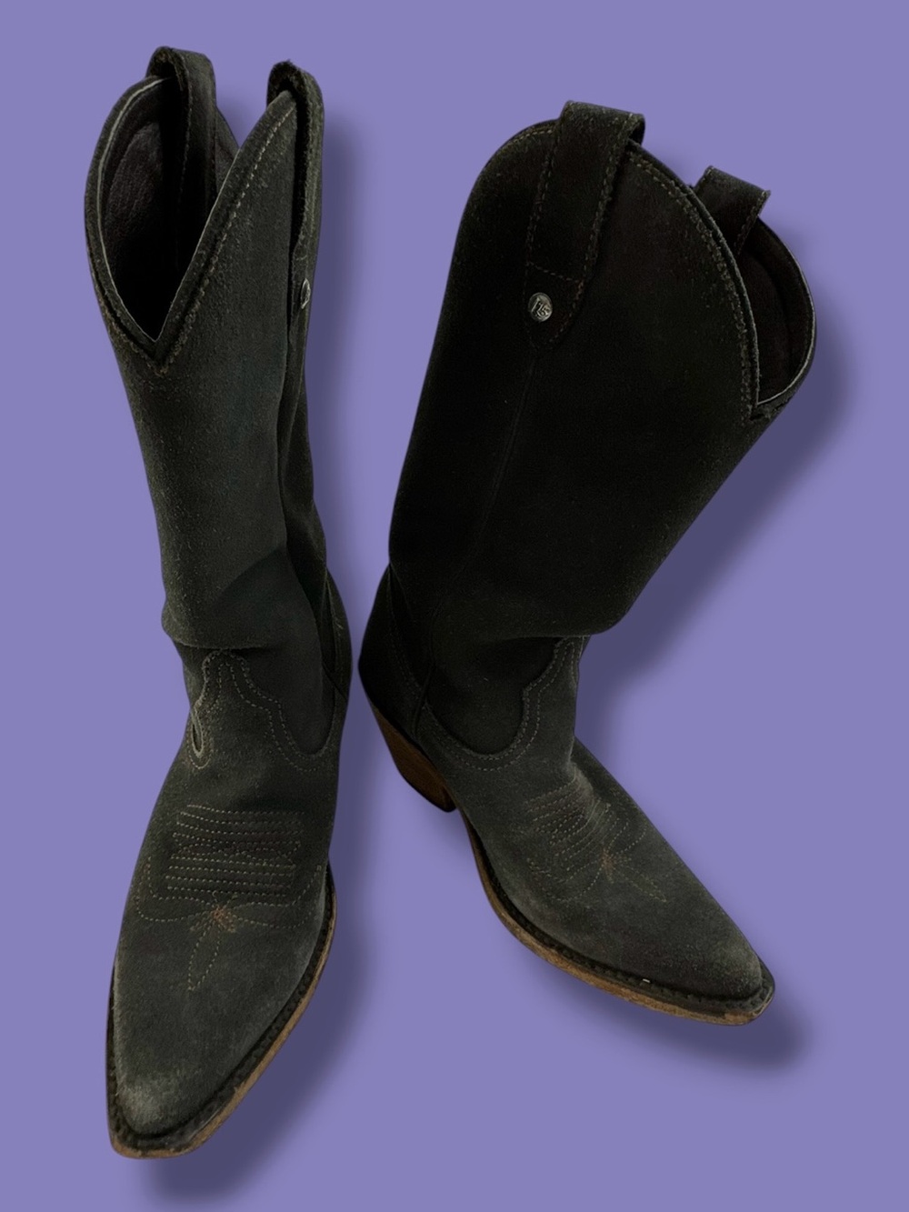 Liberty Black Dark Green Suede Cowgirl Boots LB-712915 1/2